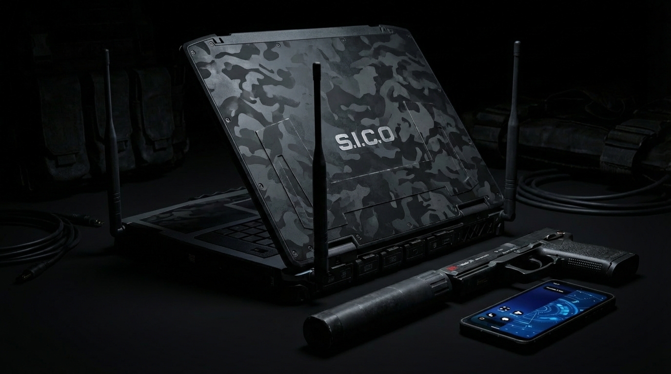 18-inch ruggedized tactical field prototype with dual 5G SDR antennas